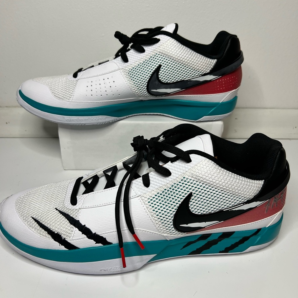 Size 18 Men's Nike FV5957-100 JA 1 Reverse Scratch White Basketball Shoes NEW